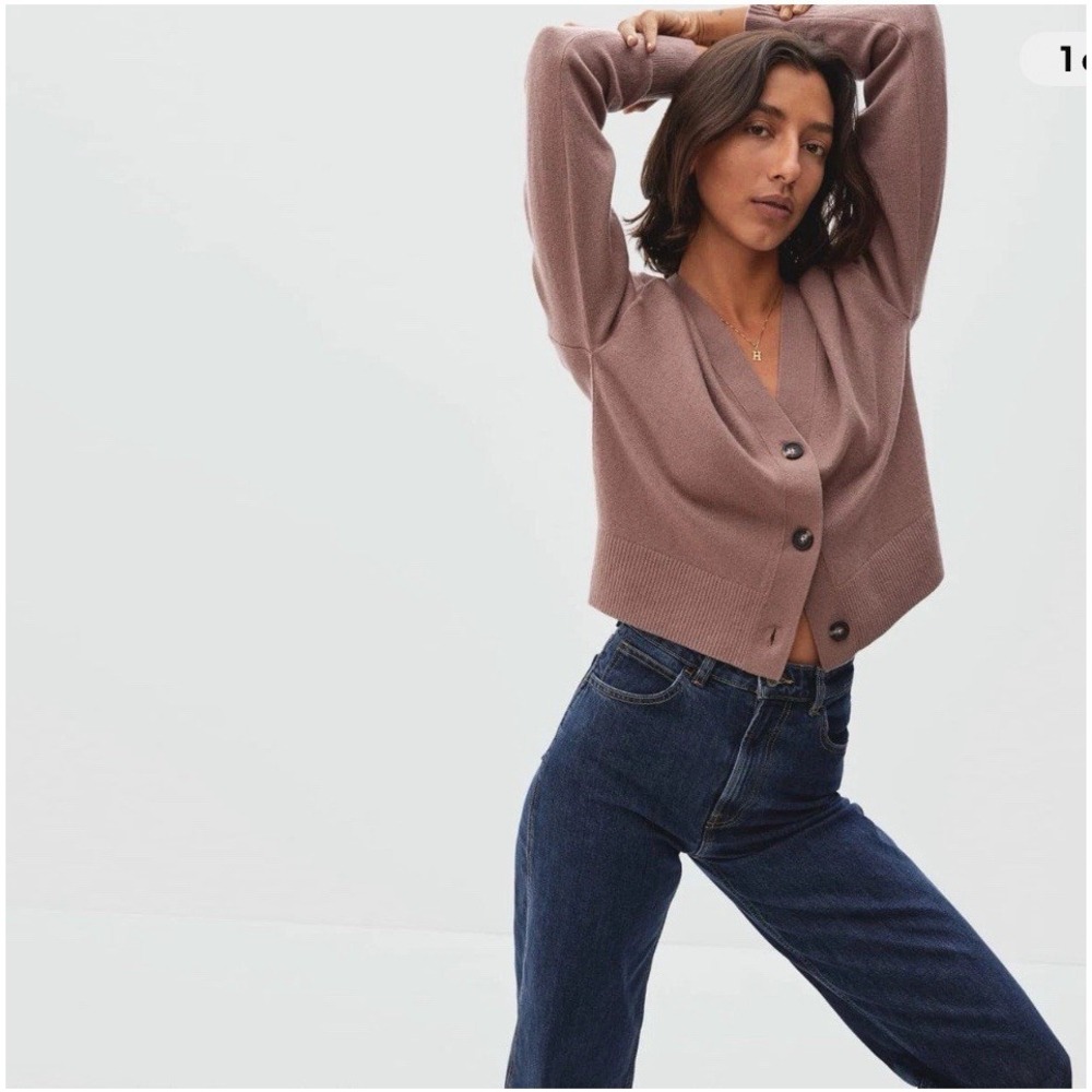 Everlane Mauve Boxy Cropped Cardigan